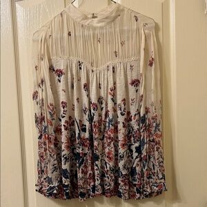 Lucky Brand Cream and Pink Floral Blouse